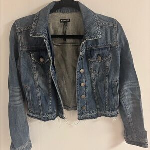 Express Blue Cropped Denim Jacket